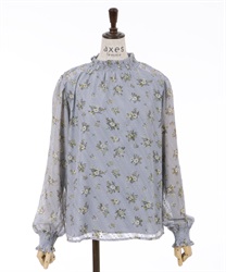 Dobby flower pattern blouse(Saxe blue-F)