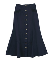 Center buttons mermaid skirt(Navy-Free)