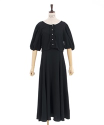 Short Cardigan x Dress set(Black-F)