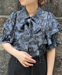 Thai Dajui style pattern Blouse with Thailand(Blue-F)