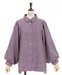 Volume sleeves corduroy blouse(Purple-Free)