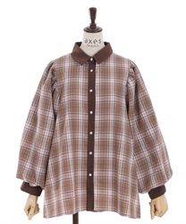 Volume sleeves corduroy blouse(Brown-Free)