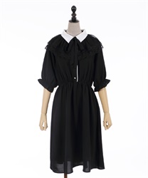 Tulle frills cape dress(Black-F)