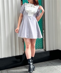 Frill mini Dress with ribbon(Lavender-F)