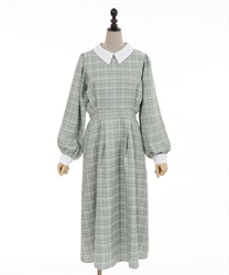 Cleric check pattern dress(Green-F)