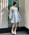 Fastener Design Mini Dress(Saxe blue-F)