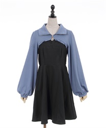 Fastener Design Mini Dress(Black-F)