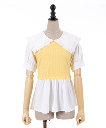 Layered style big collar Pullover(Yellow-F)