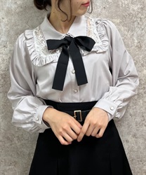 Lace design Blouse with ribbon