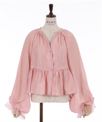 Volume sleeves blouse(Pink-F)
