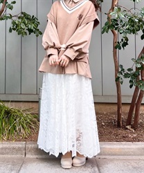 Lace circular Skirt(White-F)
