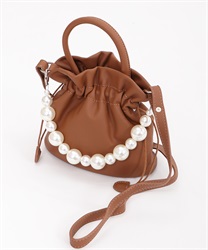Pearl strap pouch(Brown-M)