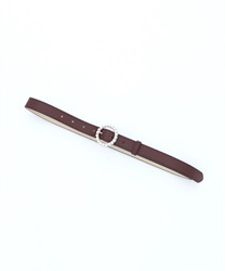 Pearl buckle synthetic leather Belt(Brown-F)