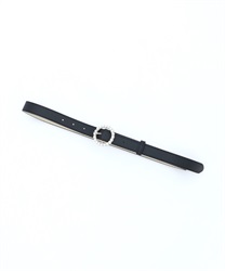 Pearl buckle synthetic leather Belt(Black-F)