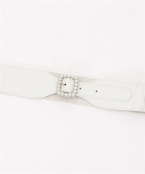 Square pearl thin rubber Belt(White-F)