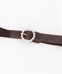 Circle pearl thin rubber Belt(Brown-F)