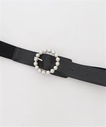 Pearl buckle rubber Belt(Black-F)