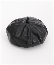 Leather beret(Black-M)