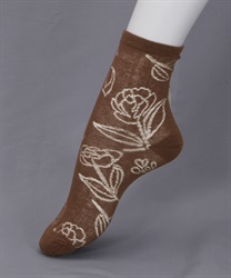 Floral pattern watermark socks(Brown-M)