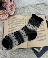Dot pattern Sea through socks(Black-F)