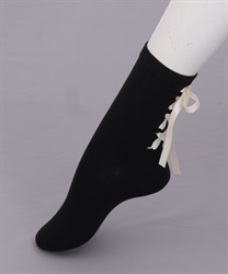 Back lace -up socks(Black-F)