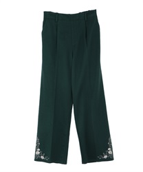 Striaght pant with embroidery(Green-M)
