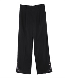 Striaght pant with embroidery(Black-M)