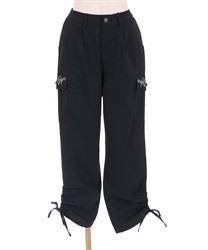 Pocket embroidery cargo pants(Black-F)