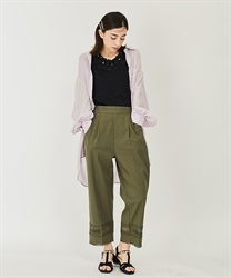 Lace switching hemp pants(Khaki-F)