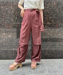 Cut -out pants with Belt(Brown-F)