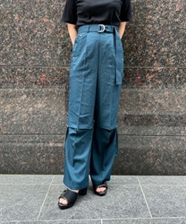 Cut -out pants with Belt(Blue green-F)