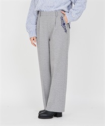 Pocket embroidery wool tone pants(Grey-M)
