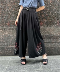Lily embroidery tuck Wide Pants(Black-F)