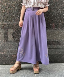 Lily embroidery tuck Wide Pants