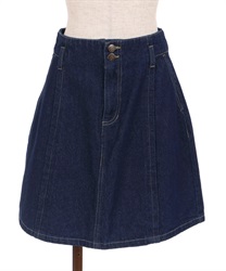 Embroidery denim mini Skirt(Indigo-F)