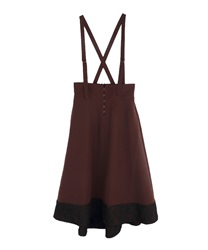 Lace irregular skirt(Dark brown-Free)