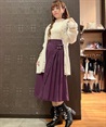 Side pleated tunaro Skirt(Purple-F)