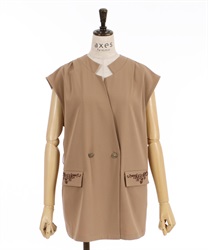 Pocket embroidery Incision collar grees(Camel-F)