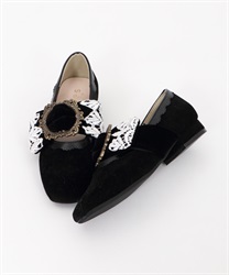 Velor ribbon ballet shoes(Black-S)