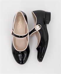 Flat pearl buttons shoes(Black-S)