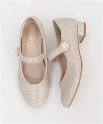 Flat pearl buttons shoes(Gold-S)