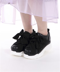 Wrapping ribbon sneakers(Black-S)
