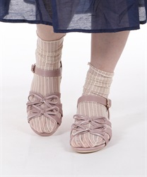 Low Heel Ribbon Sandals(Pink-S)