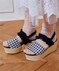 Check pattern wedge Sandals