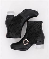 Tulle boots with buckle(Black-S)