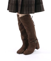 Buckle design long boots(Brown-M)