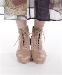 Tulle lace -up boots(Beige-S)