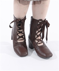 Lace -up gilly boots(Brown-S)