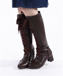Lace -up long boots(Brown-S)