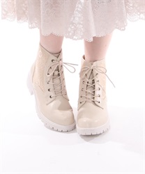 Lace -up midring boots(Ecru-S)